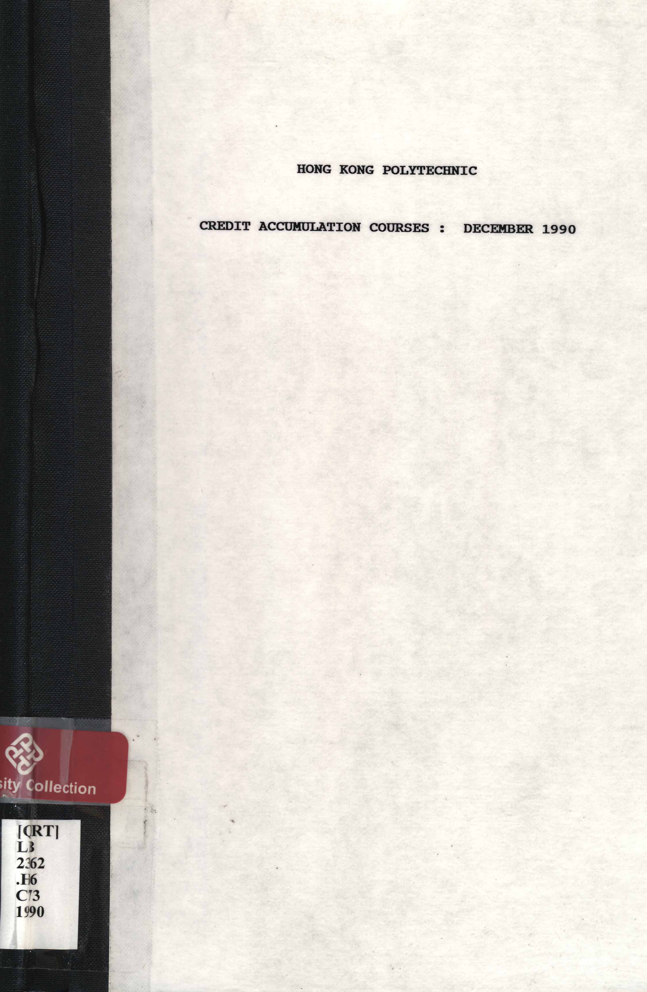 Credit accumulation courses : December 1990
