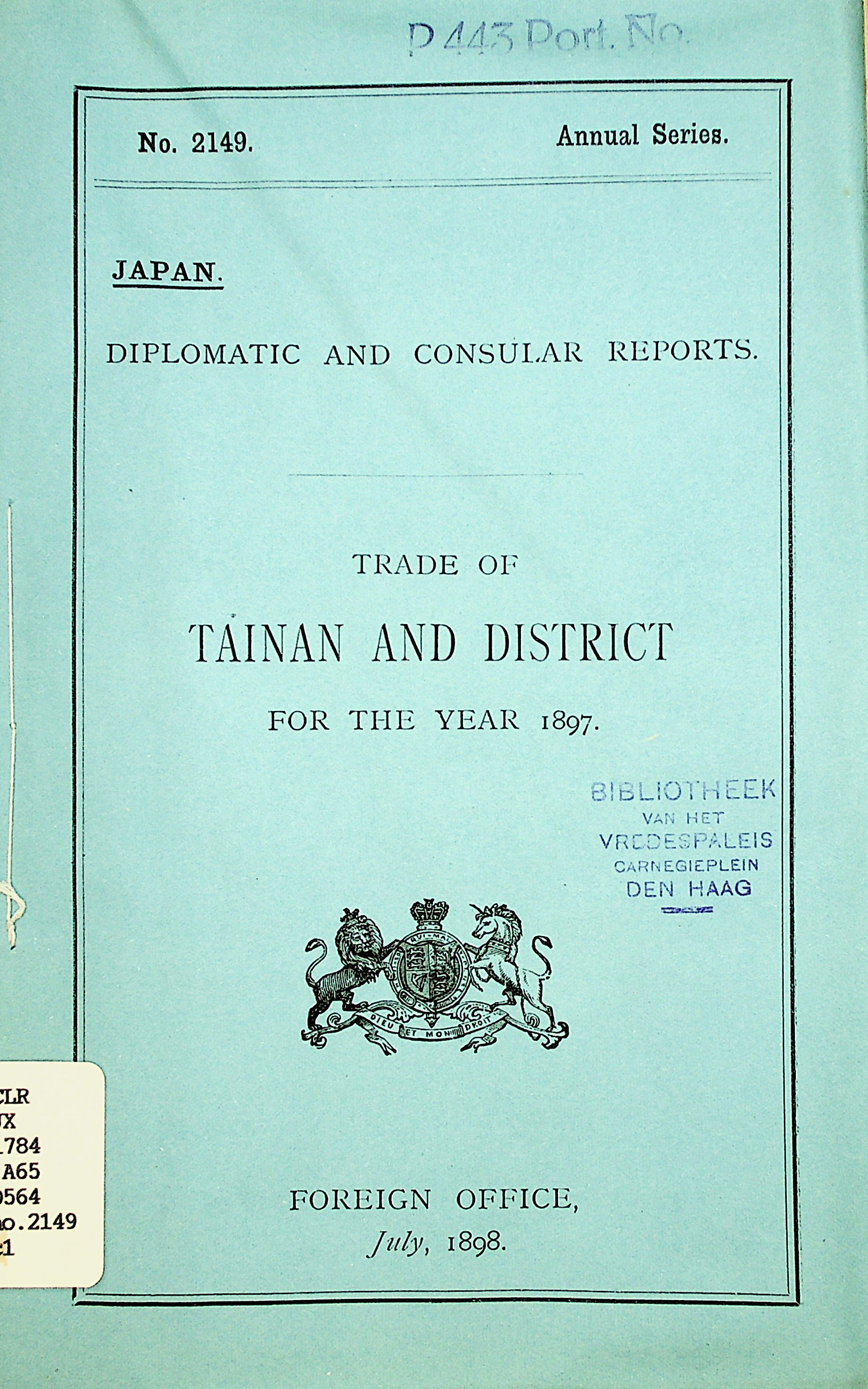 Japan : report for the year 1897 on the trade of Tainan and district