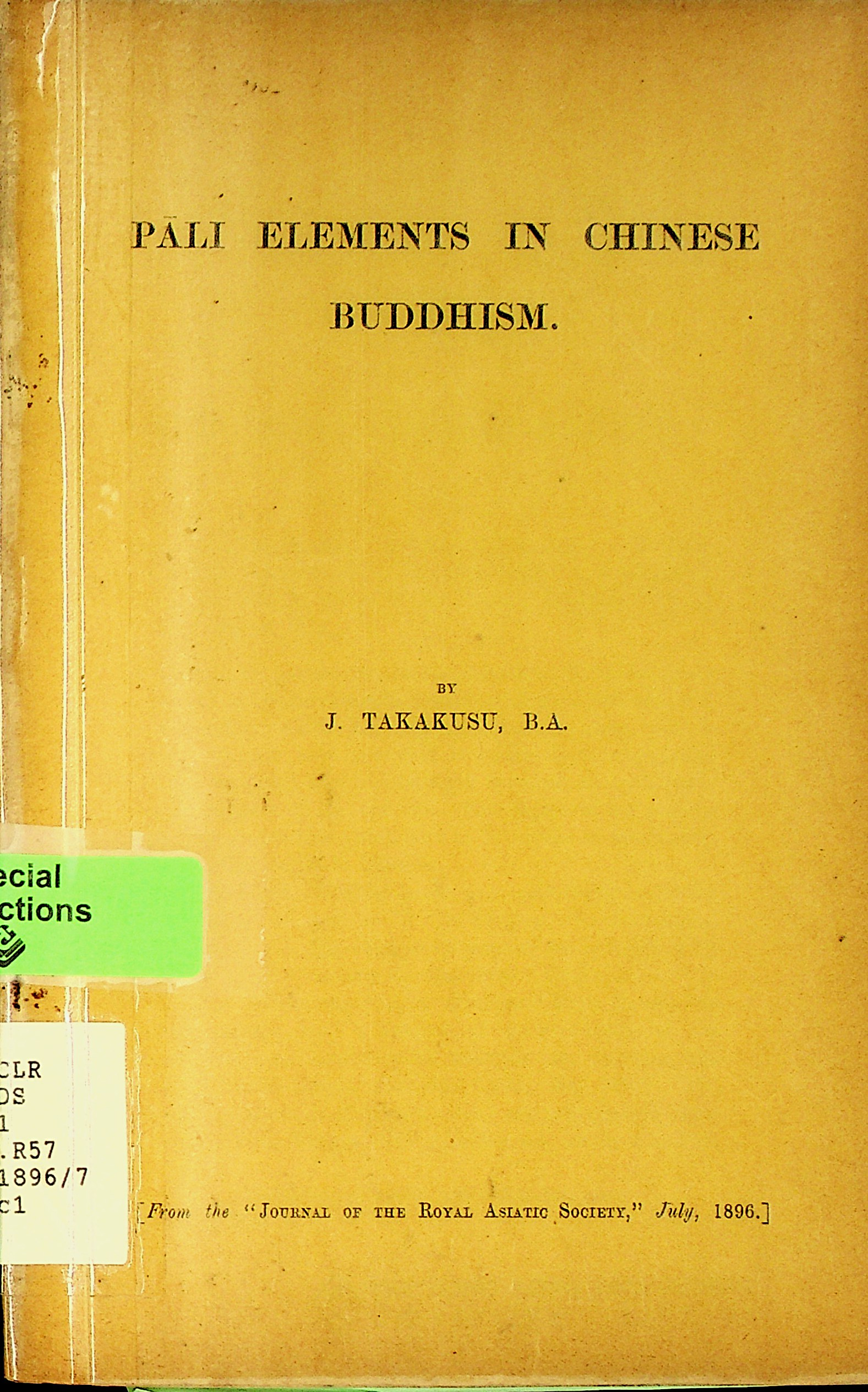 Pali elements in Chinese Buddhism : a translation of Buddhaghosa's Samanta-peaseadikea, a commentary on the Vinaya, found in the Chinese Tripitaka