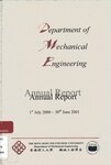 Hong Kong Polytechnic University. Dept. of Mechanical Engineering - Annual report [2000-2001]