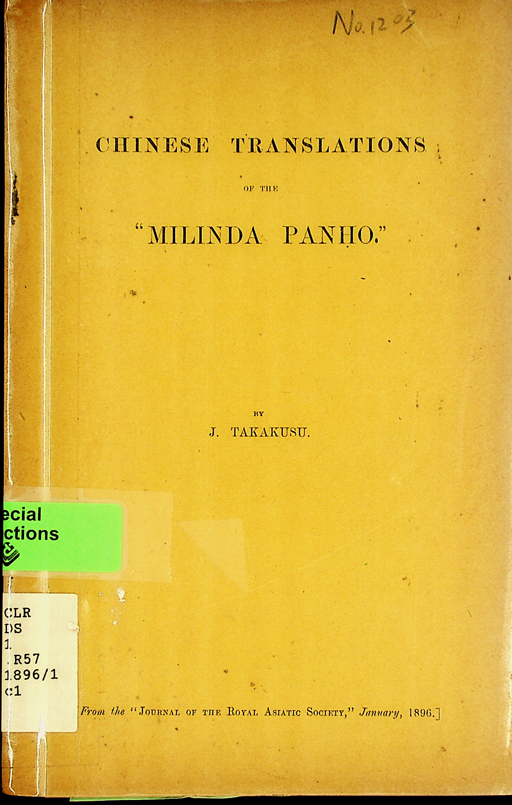 Chinese translations of the "Milinda Panho" 