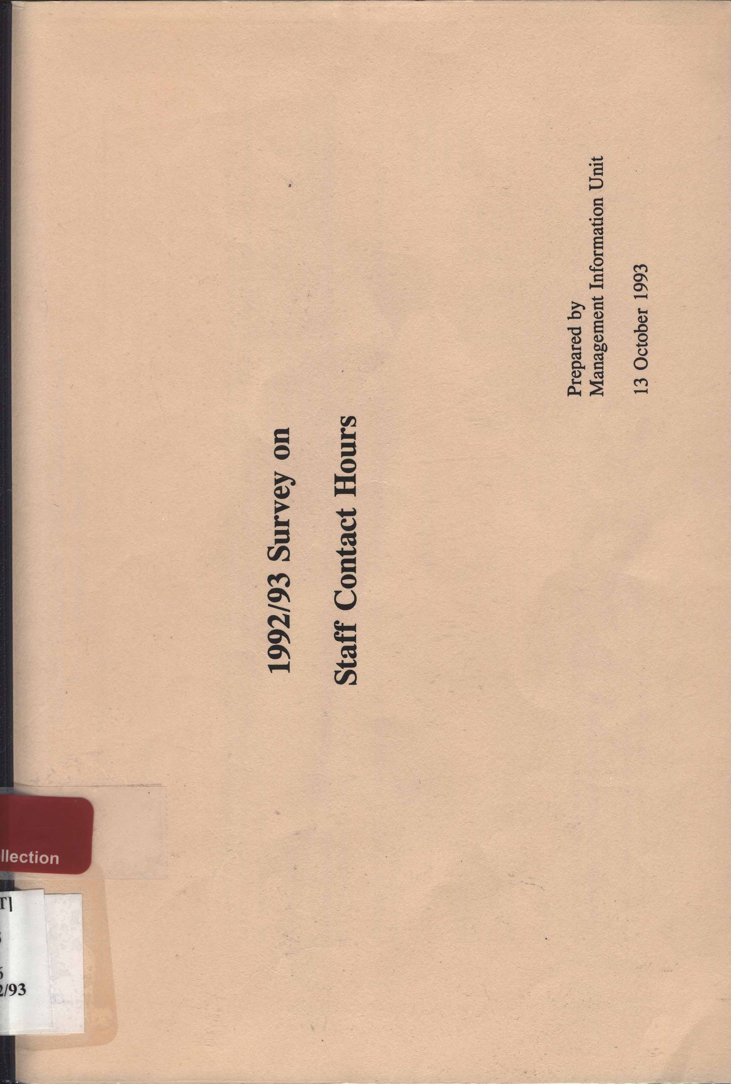1992/93 Survey on staff contact hours 