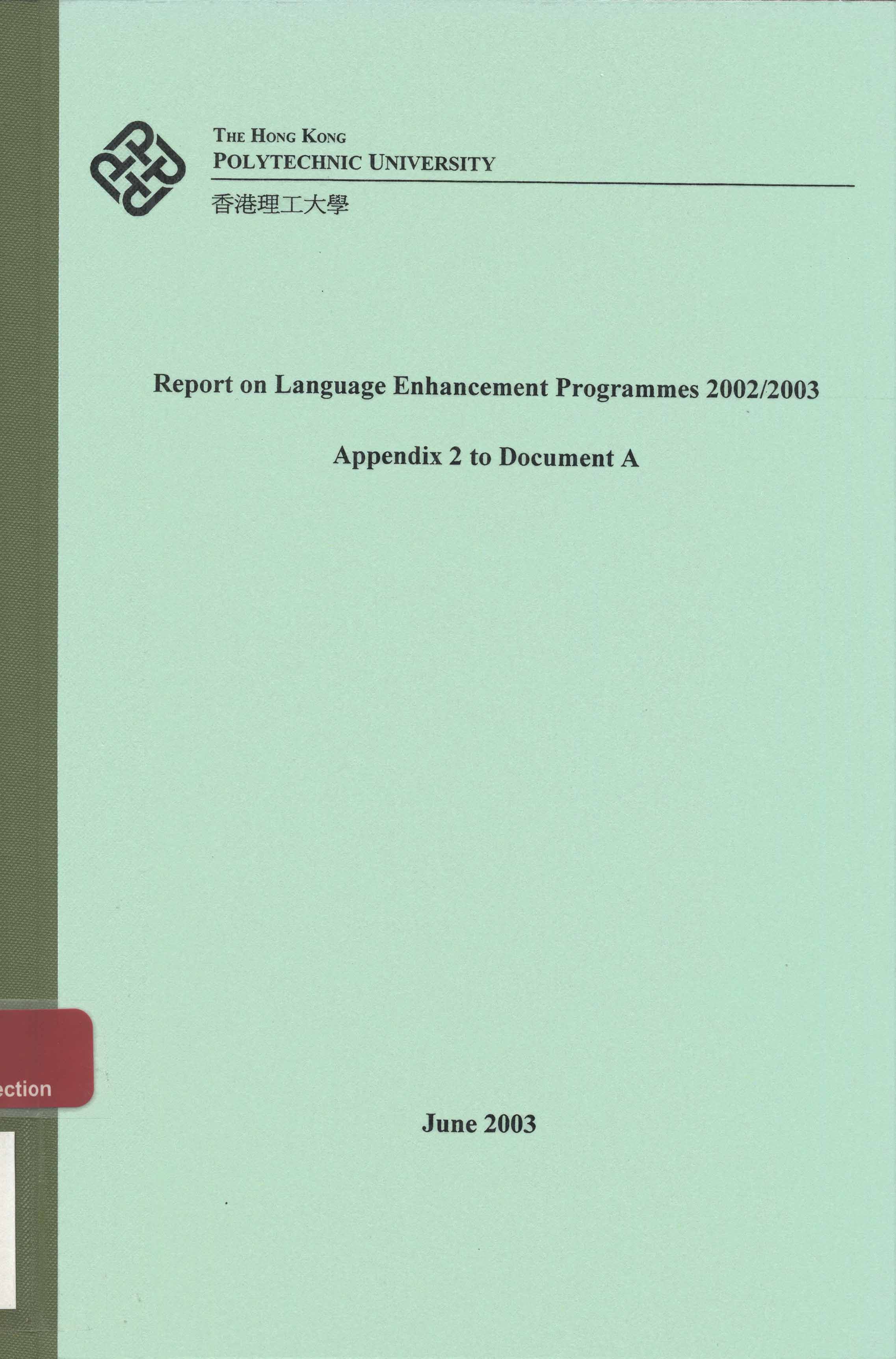 Report on language enhancement programmes 2002/2003 - Appendix 2 to Document A