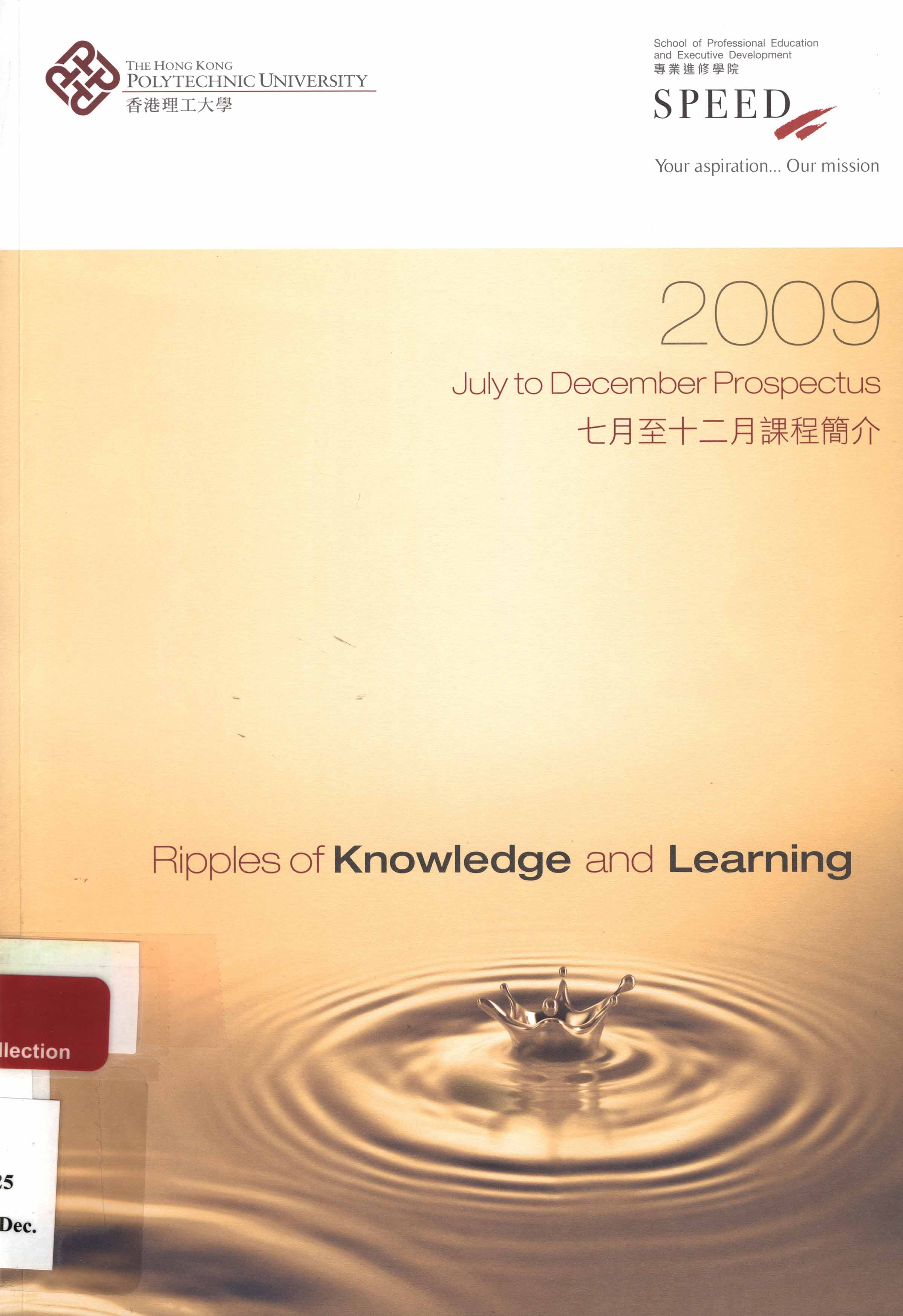Prospectus [School of Professional Education and Executive Development (SPEED) - July to December 2009]